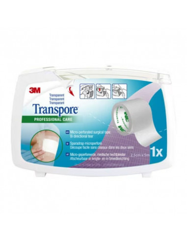 3M Transpore adhesive plaster 2.5 cm x 9.1 m 1 roll