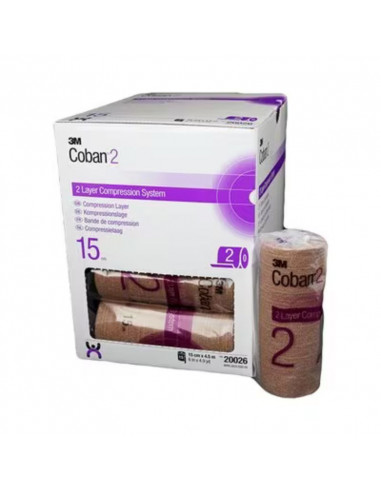 Benda compressiva 3M Coban 2 Comfort a 2 strati 15 cm x 4,5 m