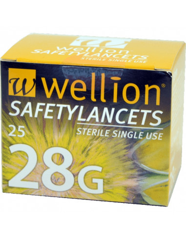 Bezpečnostné lancety Wellion 28G 25 ks