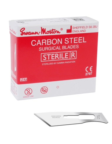 Sterilna rezila Swann Morton Carbon št. 25, 100 kosov