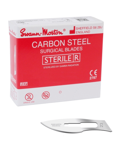 Sterilné čepele Swann Morton Carbon č. 23, 100 kusov