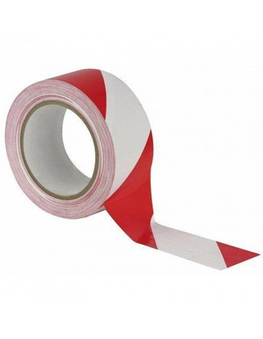 Vloermarkering Tape Rood/Wit 33 mtr. x 50 mm