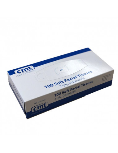 CMT soft facial tissues, 2-ply, white, 20x20cm, 5x100pcs /