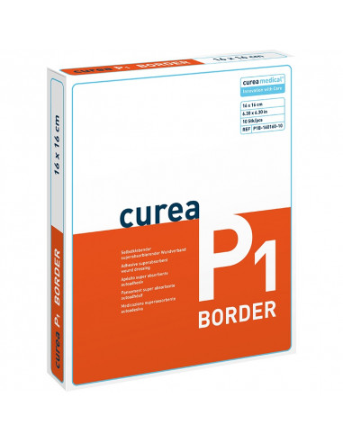 Curea P1 SuperCore wondverband met border 16 x 16 cm steriel