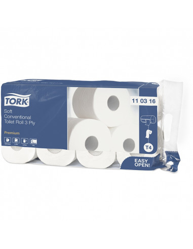 Tork Traditional toilet paper 3-ply white Premium, pack of 72