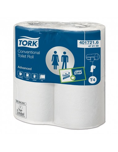 Tork Traditional toilet paper white 2 ply, pack of 48 rolls (12